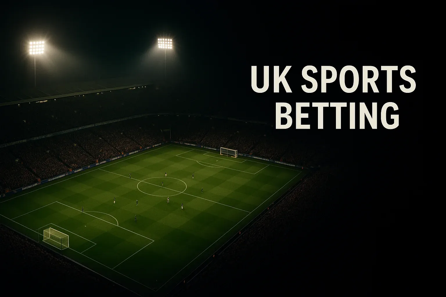 UK sports betting banner with Premier League stadium crowd and floodlights